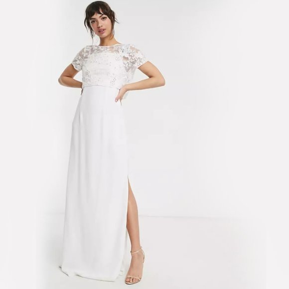 French Connection bridal ISLA embellished column dress 10